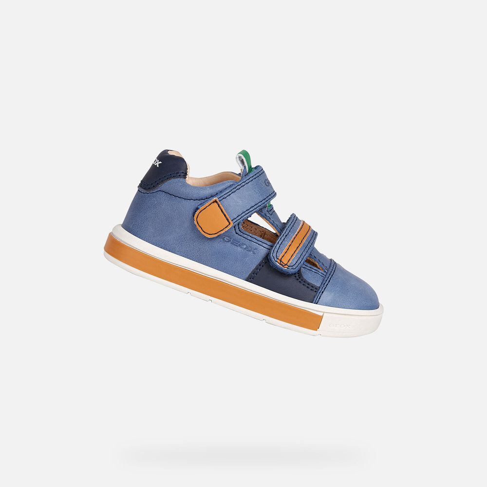 Geox Sneakers Blue/Orange Trottola Boy - Geox Baby Shoes - YIKCNH198